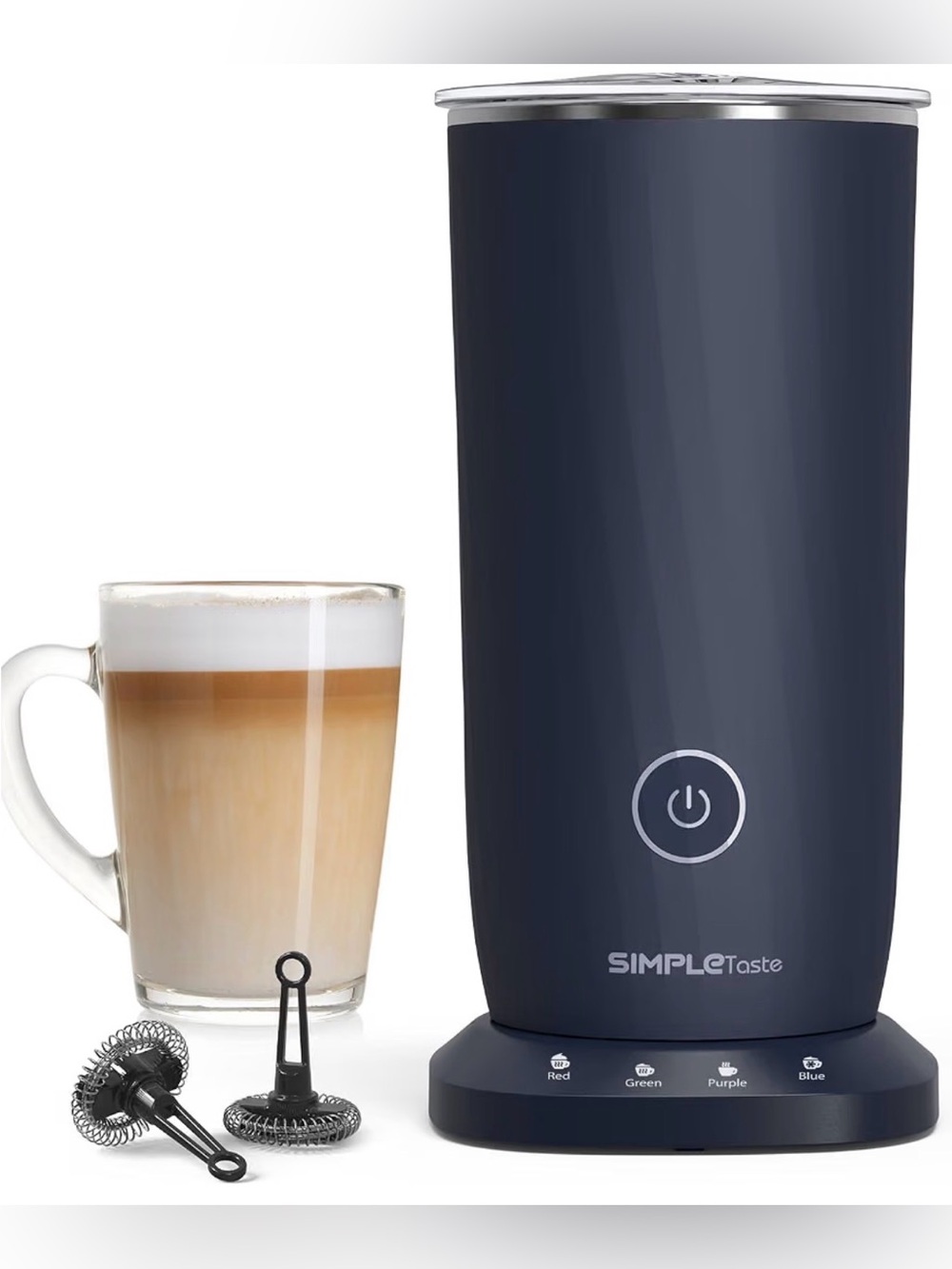 SIMPLETASTE Milk Frother, 4-in-1 Electric Automatic Milk Steamer Dark Blue